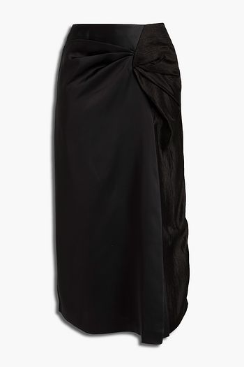 REJINA PYO Twist-front taffeta and satin midi skirt