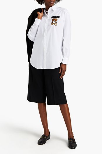 MOSCHINO Embellished cotton-blend poplin shirt