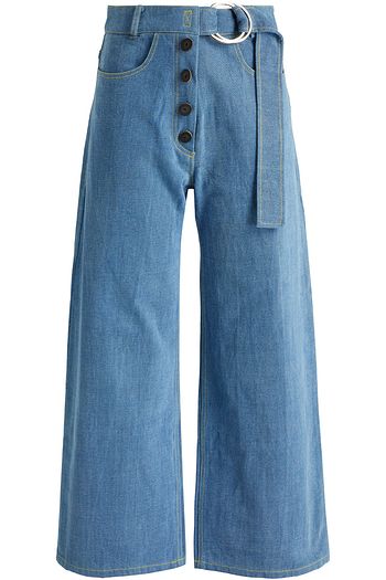 REJINA PYO Hoch sitzende Cropped Jeans mit weitem Bein und Gürtel