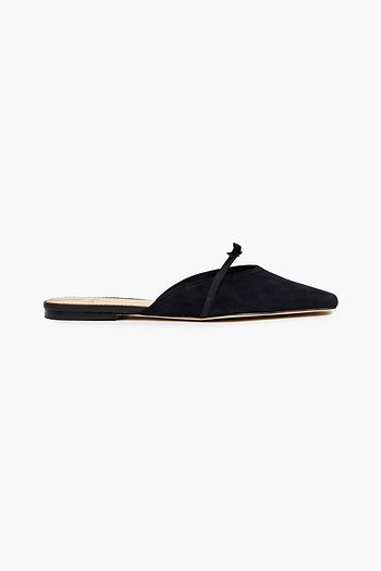SAM EDELMAN Carol bow-embellished suede slippers