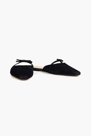 SAM EDELMAN Carol bow-embellished suede slippers