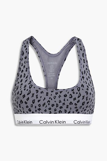 CALVIN KLEIN Leopard-print cotton-blend jersey bralette
