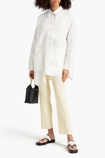 REJINA PYO Asymmetric topstitched shantung shirt