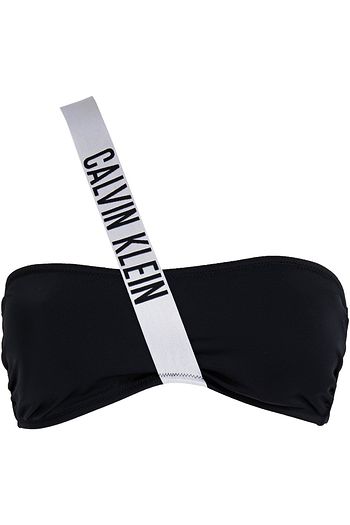 CALVIN KLEIN One-shoulder jacquard-trimmed bandeau bikini top