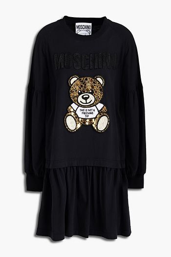 MOSCHINO Embellished cotton-jersey mini dress