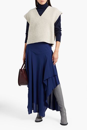 STELLA MCCARTNEY Asymmetric ruffled crepe maxi skirt
