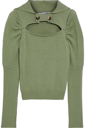 VALENTINO Cutout button-embellished wool sweater