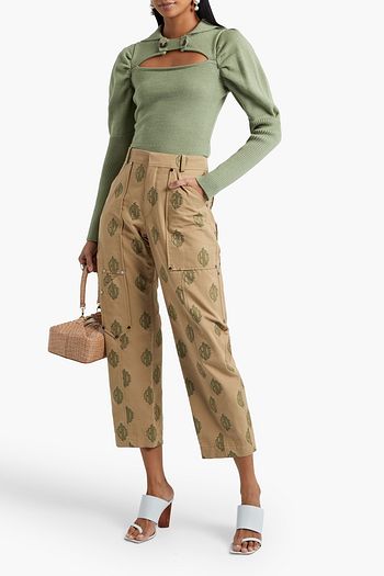 VALENTINO Cutout button-embellished wool sweater