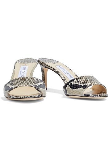 JIMMY CHOO Stacy 65 snake-effect leather mules