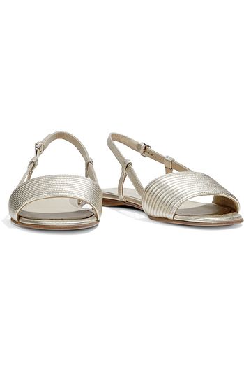 LORO PIANA Metallic leather slingback sandals