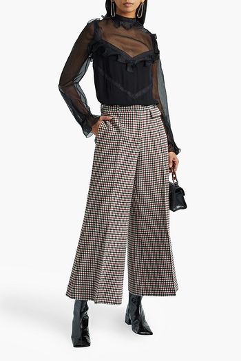 VALENTINO Ruffled cotton-blend organza and crepe de chine blouse