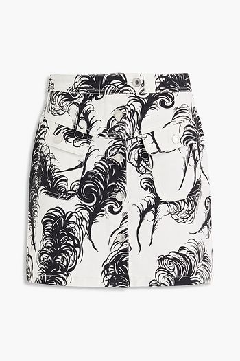 MOSCHINO Printed denim mini skirt