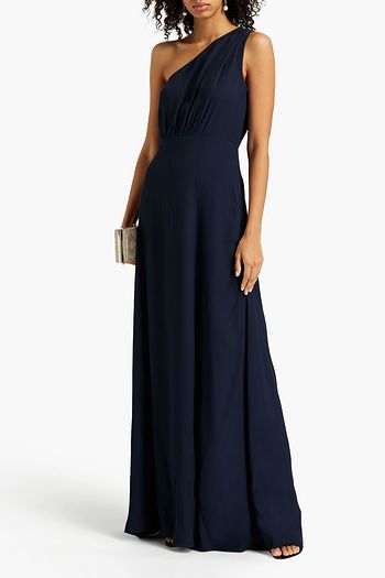 GHOST LONDON Jess one-shoulder gathered crepe maxi dress