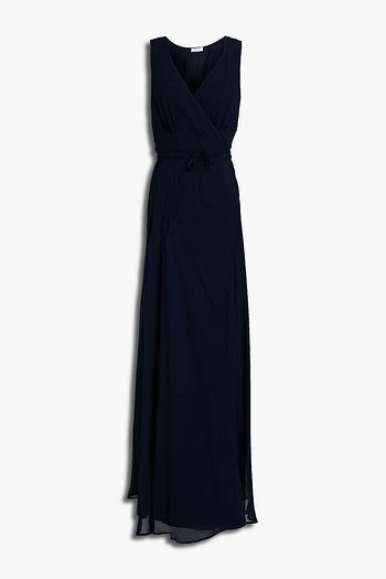 GHOST LONDON Juniper pleated georgette maxi wrap dress