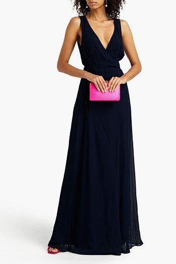GHOST LONDON Juniper pleated georgette maxi wrap dress