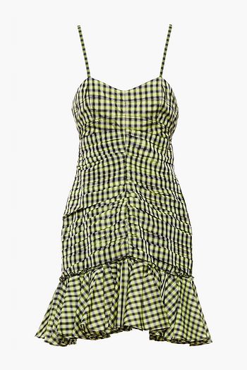 PHILOSOPHY DI LORENZO SERAFINI Cutout ruched gingham faille mini dress