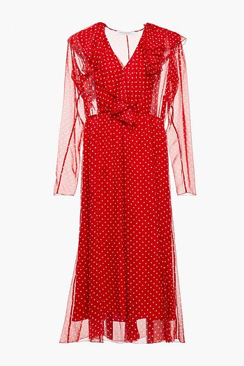 PHILOSOPHY DI LORENZO SERAFINI Ruffled polka-dot chiffon midi dress