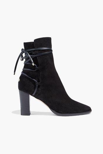 JIMMY CHOO Hampton 80 leather-trimmed suede ankle boots