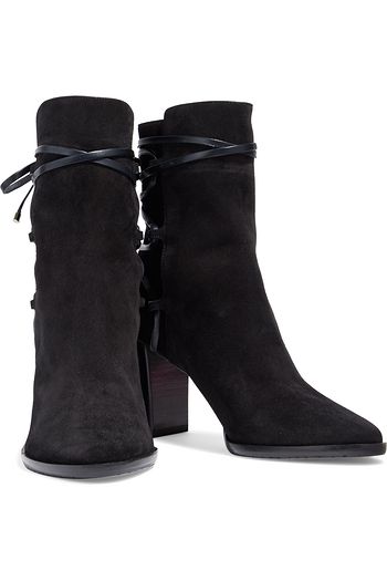 JIMMY CHOO Hampton 80 leather-trimmed suede ankle boots