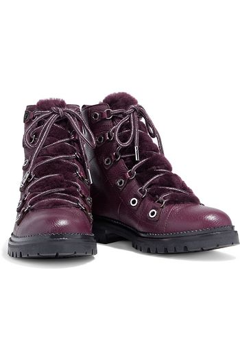 JIMMY CHOO Hillary shearling-lined textured-leather ankle boots