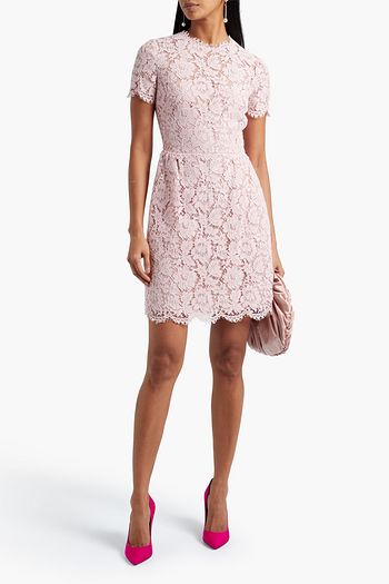 VALENTINO Cotton-blend corded lace mini dress
