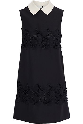 VALENTINO Guipure lace-appliquéd wool and silk-blend mini dress