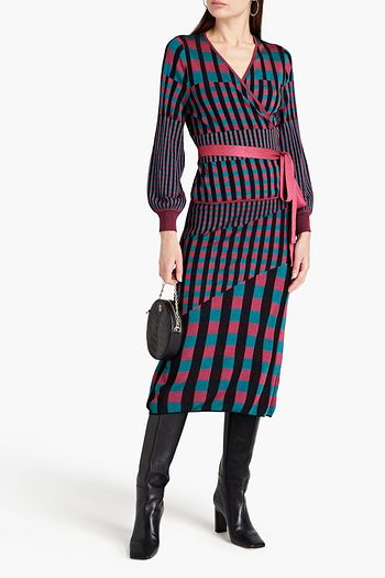 DIANE VON FURSTENBERG Emily checked ribbed-knit wrap sweater