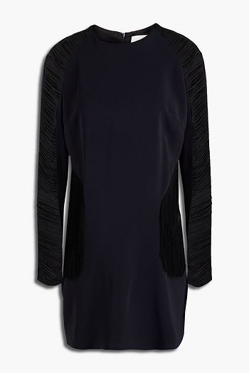DION LEE Cutout fringed two-tone stretch-cady mini dress