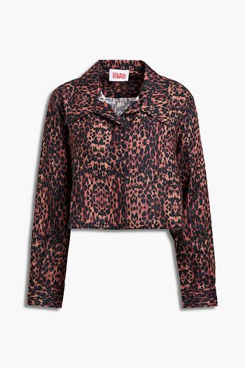 SOLID & STRIPED The Harlow cropped leopard-print linen shirt
