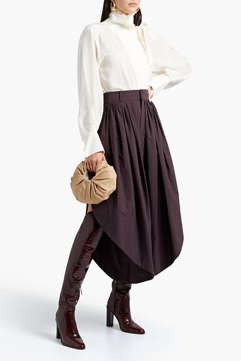 CHLOÉ Ruffle-trimmed striped silk crepe de chine blouse