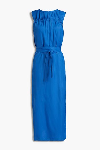 HELMUT LANG Gathered satin-twill midi dress