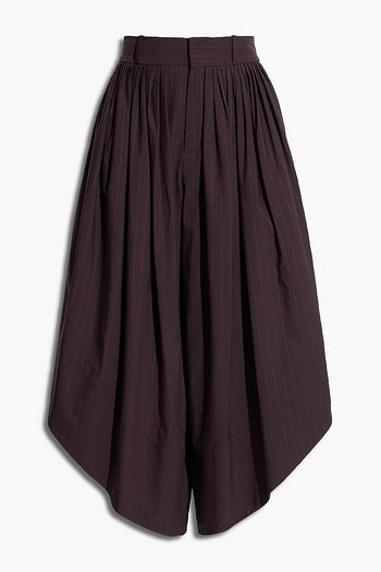 CHLOÉ Pleated pinstriped cotton-blend culottes