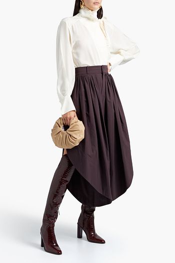 CHLOÉ Pleated pinstriped cotton-blend culottes