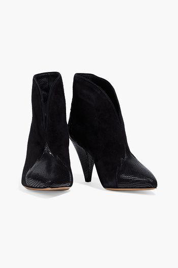 ISABEL MARANT Archee suede and snake-effect leather ankle boots