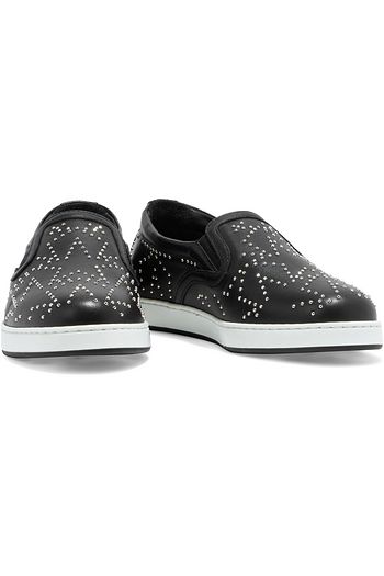 JIMMY CHOO Gracy studded leather slip-on sneakers