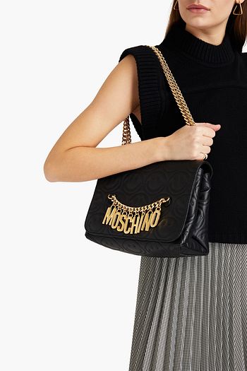 MOSCHINO Embellished quilted leather shoulder bag