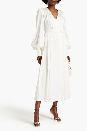 ROKSANDA サテンパネル シルククレープデシン ミディワンピース