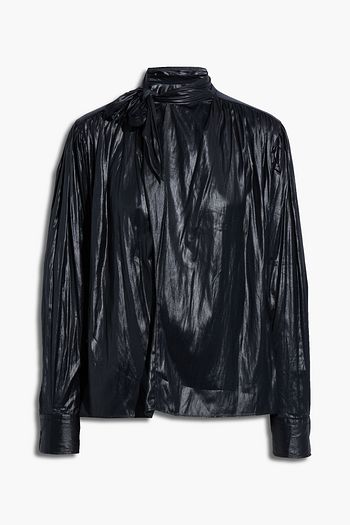 ISABEL MARANT Demmo tie-neck crinkled-satin blouse