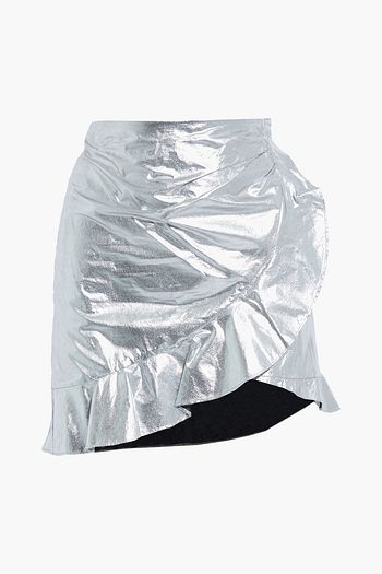 ISABEL MARANT Talouma wrap-effect metallic coated-cotton mini skirt