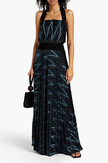 M MISSONI Maxi-Strickkleid in Häkeloptik mit Metallic-Effekt
