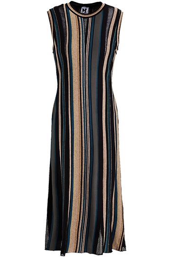 M MISSONI Geripptes Midikleid aus einer Baumwollmischung in Metallic-Optik