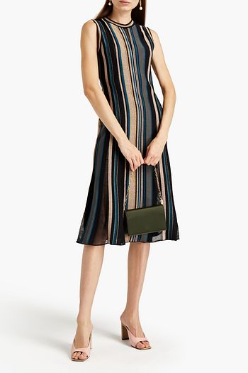 M MISSONI Geripptes Midikleid aus einer Baumwollmischung in Metallic-Optik