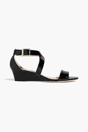 JIMMY CHOO Chiara patent-leather wedge sandals
