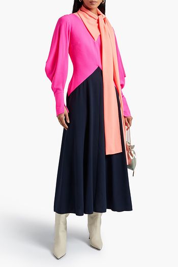 ROKSANDA Malika tie-neck color-block wool-crepe midi dress