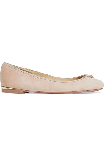 JIMMY CHOO Jennie grosgrain-trimmed suede ballet flats