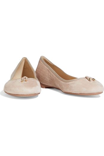 JIMMY CHOO Jennie grosgrain-trimmed suede ballet flats