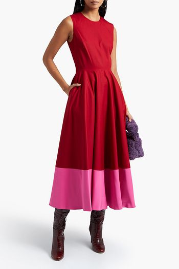 ROKSANDA Athena two-tone cotton-poplin midi dress