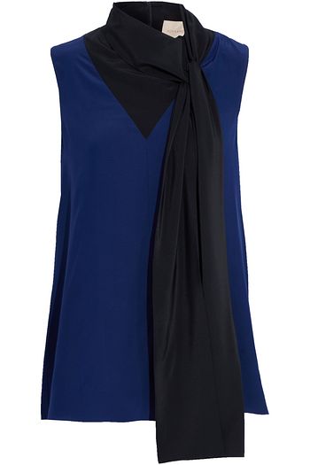 ROKSANDA Flava tie-neck two-tone silk crepe de chine top