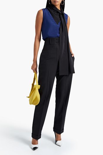 ROKSANDA Flava tie-neck two-tone silk crepe de chine top