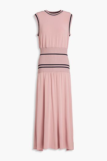 M MISSONI Stretch-jersey and ribbed-knit midi dress